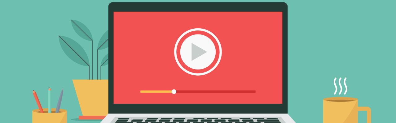 Laptop with video playback on screen