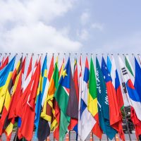 A group of international flags