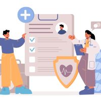 Doctor electronically communicating with patient.
