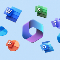 Microsoft Office 365 logo with the logos of other Microsoft apps surrounding it.