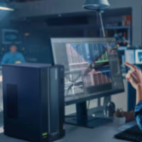 people working on a Lenovo