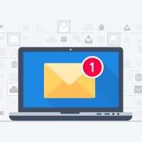 laptop illustration with 1 email alert icon on its screen