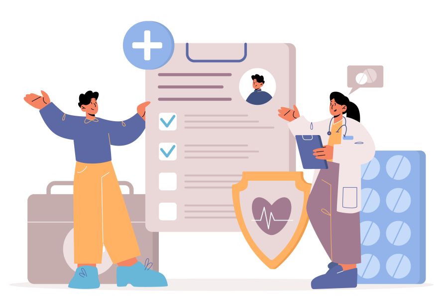 Doctor electronically communicating with patient.