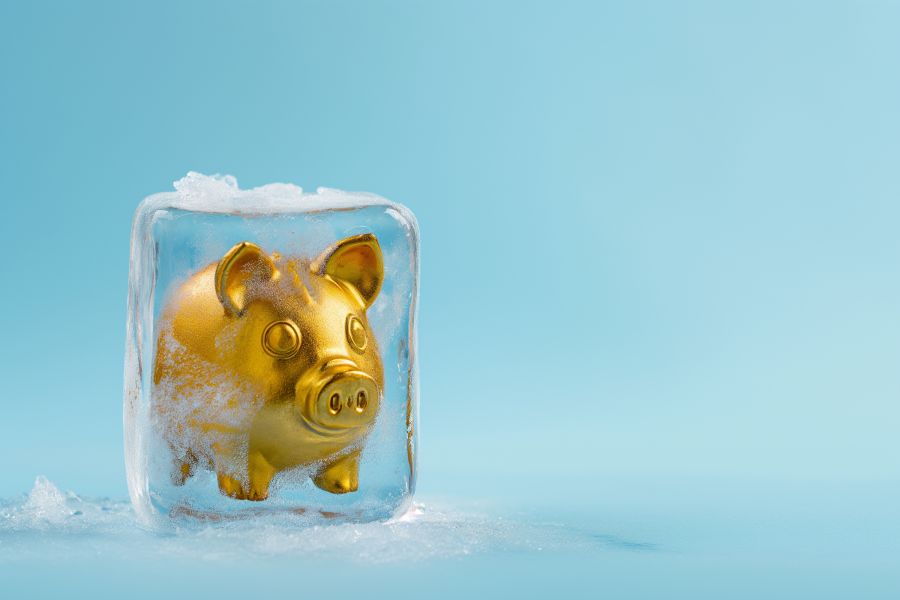 frozen piggy bank