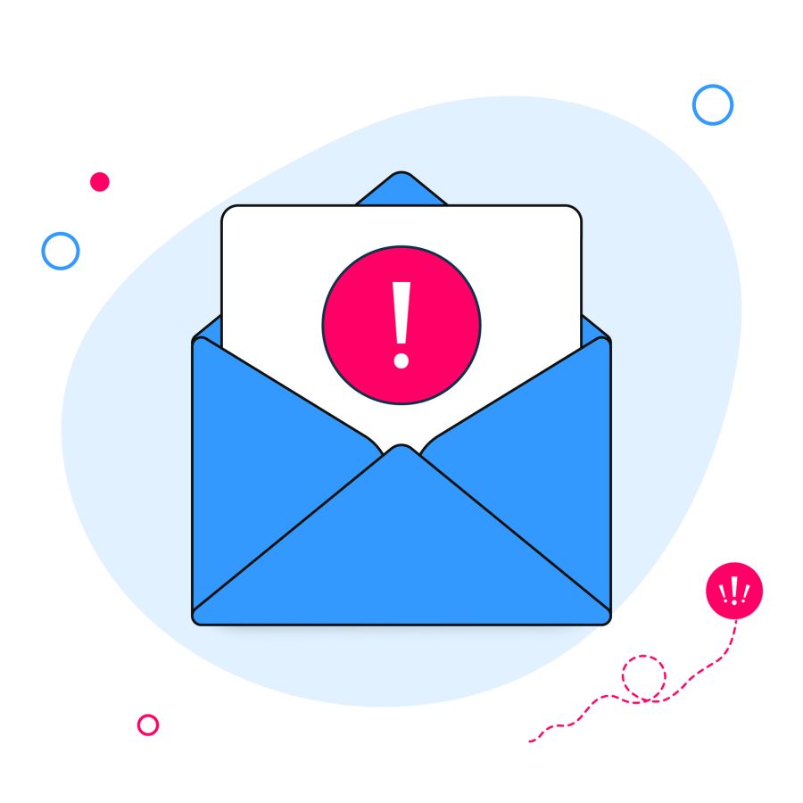 Email with a warning symbol 