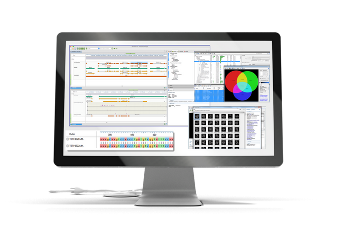 A computer monitor with a Lasergene dashboard being displayed on the screen.