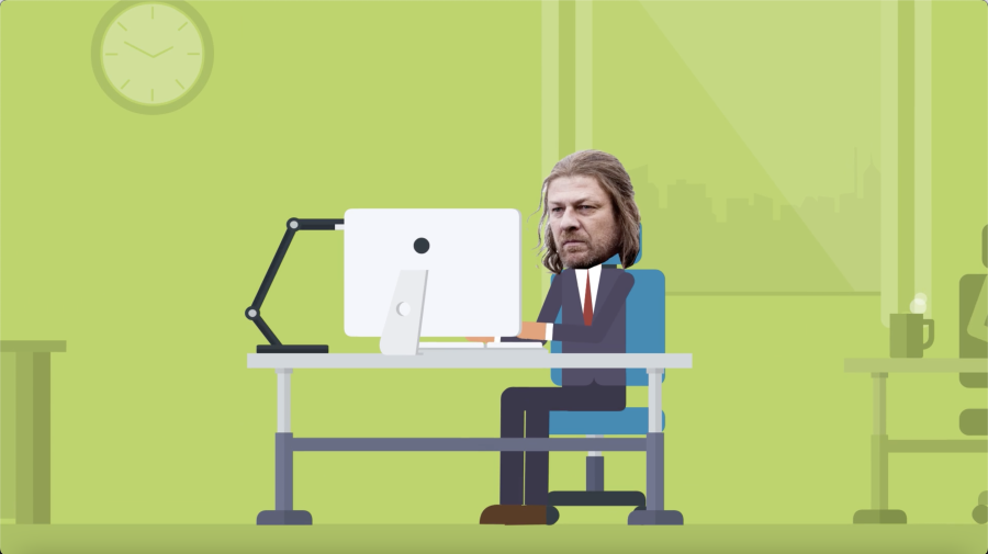 Ned Stark at a computer