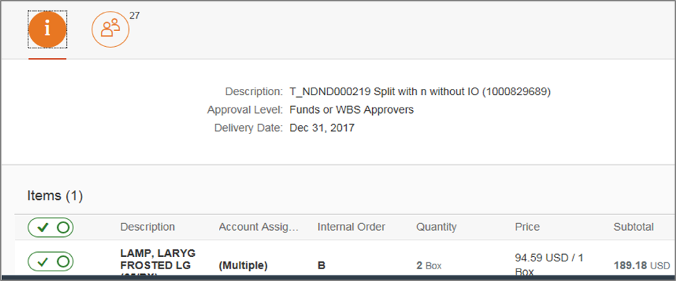 Account Assignment Changes screen - split assignments