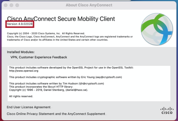cisco anyconnect secure mobility client version