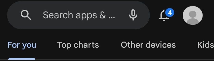 Google Play search bar location