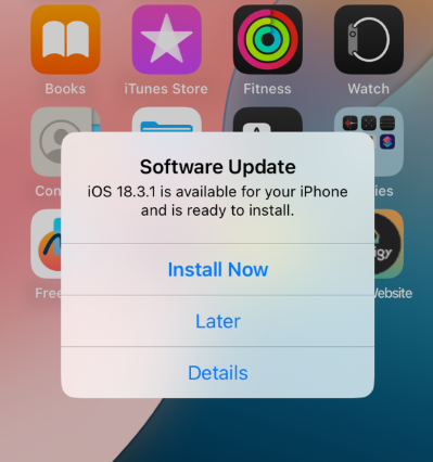 iOS iPadOS prompt for OS upgrade