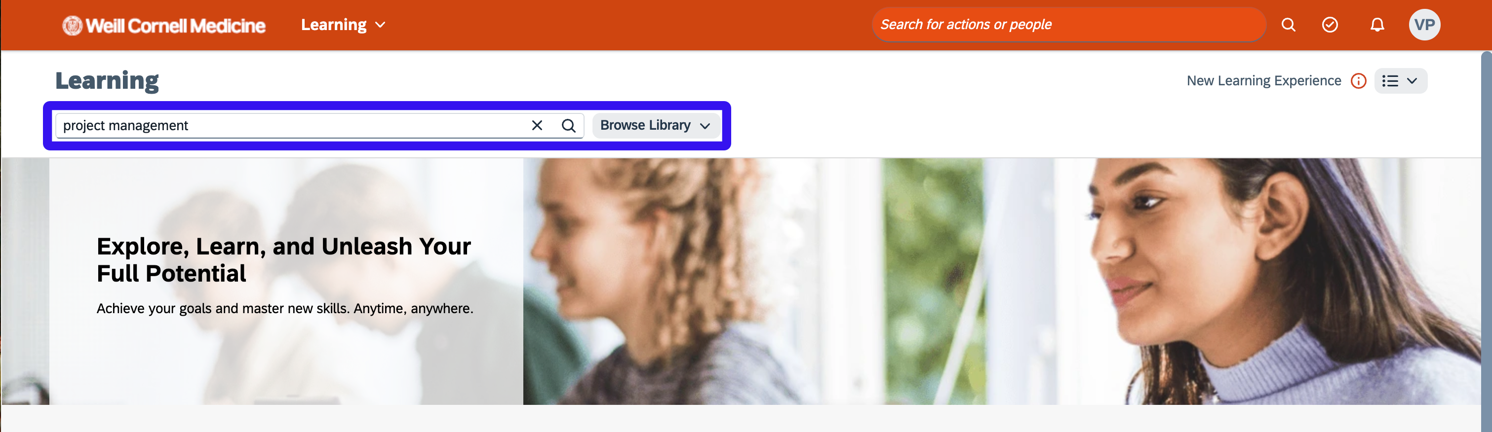 Search bar at the top of the LMS page.