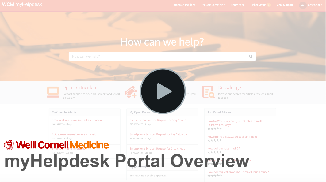 MyHelpdesk Portal Overview