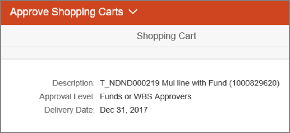 Shopping Cart Approval Screen