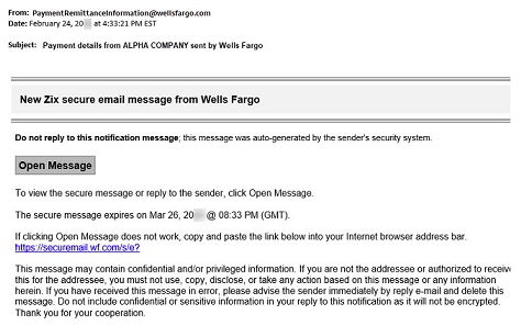 Wells Fargo email