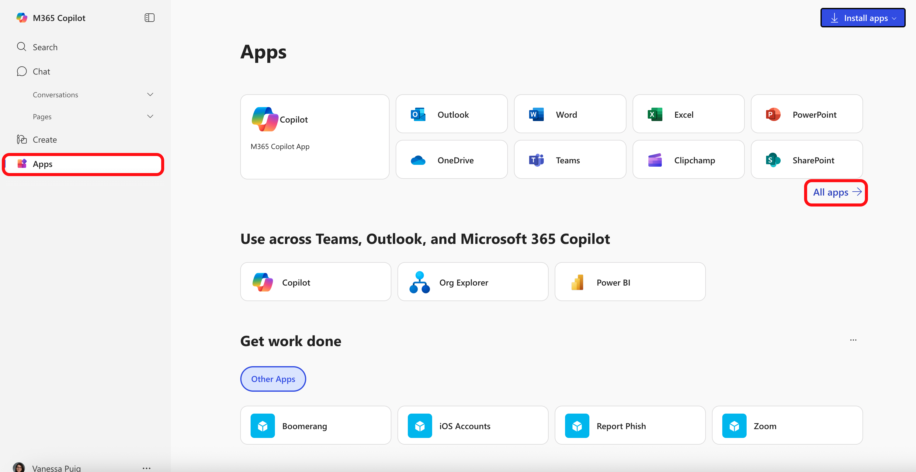 O365 Apps tab