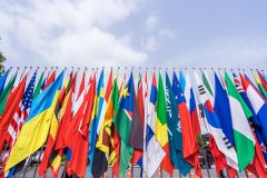 A group of international flags
