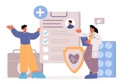 Doctor electronically communicating with patient.
