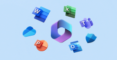 Microsoft Office 365 logo with the logos of other Microsoft apps surrounding it.