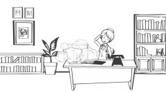 Cartoon woman looking upset that her computer crashed
